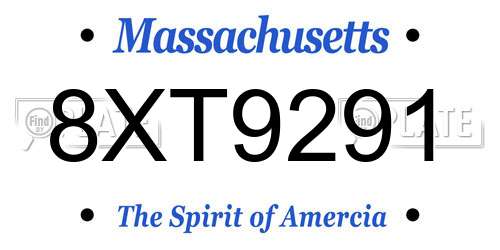 8XT9291 Massachusetts License Plate