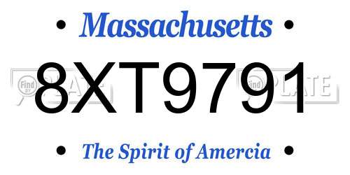 8XT9791 Massachusetts License Plate