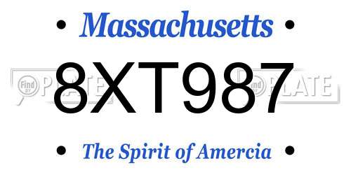 8XT987 Massachusetts License Plate