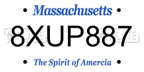 8XUP887 Massachusetts License Plate