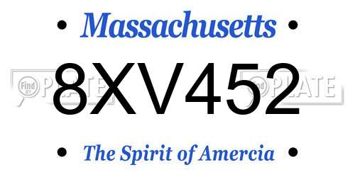 8XV452 Massachusetts License Plate