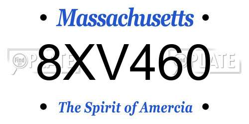 8XV460 Massachusetts License Plate