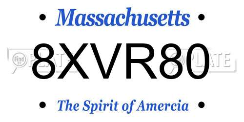 8XVR80 Massachusetts License Plate