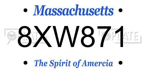 8XW871 Massachusetts License Plate