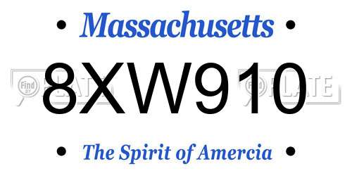 8XW910 Massachusetts License Plate