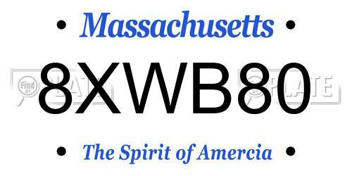 8XWB80 Massachusetts License Plate