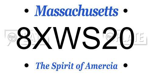 8XWS20 Massachusetts License Plate