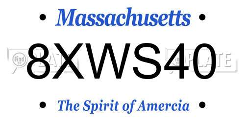 8XWS40 Massachusetts License Plate