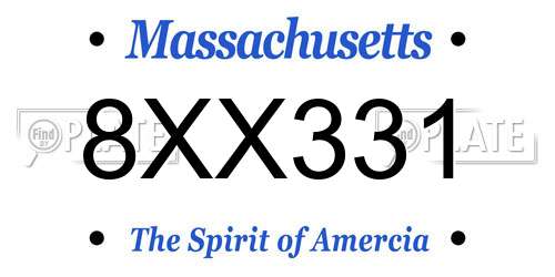 8XX331 Massachusetts License Plate