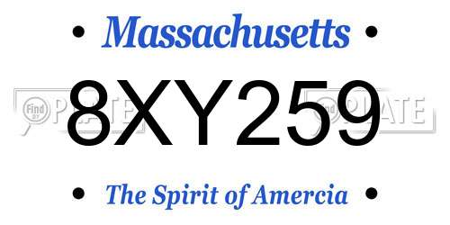 8XY259 Massachusetts License Plate