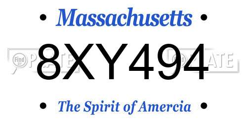 8XY494 Massachusetts License Plate