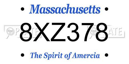 8XZ378 Massachusetts License Plate