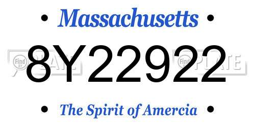 8Y22922 Massachusetts License Plate