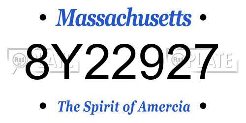 8Y22927 Massachusetts License Plate