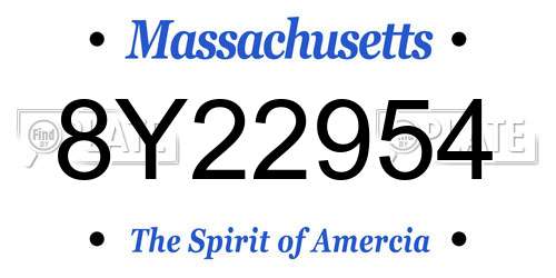 8Y22954 Massachusetts License Plate