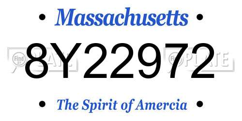 8Y22972 Massachusetts License Plate