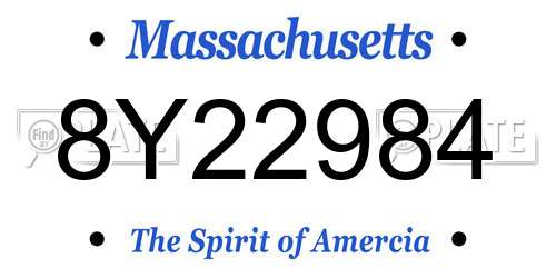8Y22984 Massachusetts License Plate
