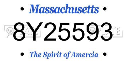 8Y25593 Massachusetts License Plate