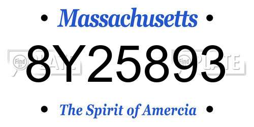 8Y25893 Massachusetts License Plate