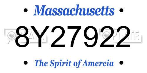 8Y27922 Massachusetts License Plate