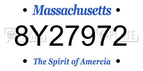8Y27972 Massachusetts License Plate
