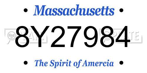 8Y27984 Massachusetts License Plate