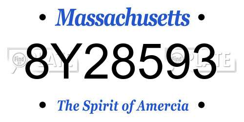 8Y28593 Massachusetts License Plate