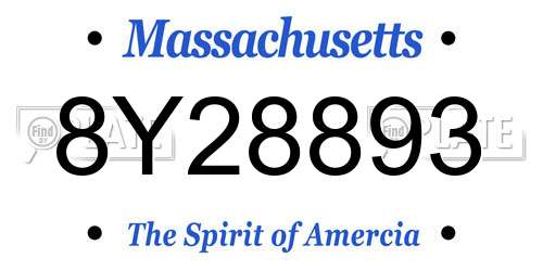 8Y28893 Massachusetts License Plate
