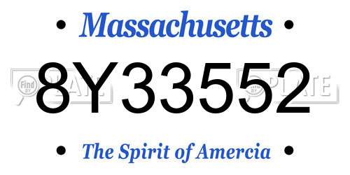 8Y33552 Massachusetts License Plate