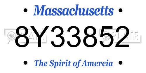 8Y33852 Massachusetts License Plate