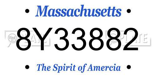 8Y33882 Massachusetts License Plate