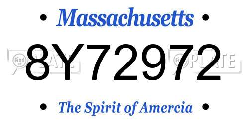 8Y72972 Massachusetts License Plate