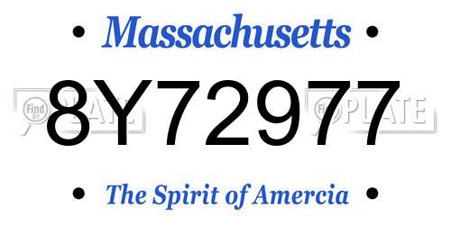 8Y72977 Massachusetts License Plate
