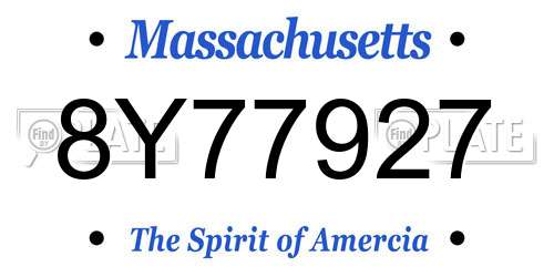 8Y77927 Massachusetts License Plate