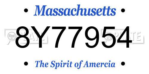 8Y77954 Massachusetts License Plate