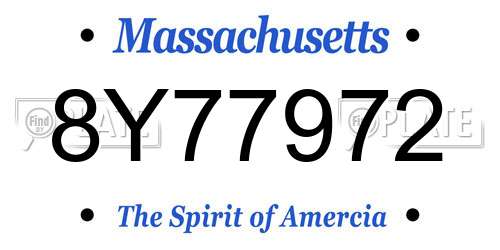 8Y77972 Massachusetts License Plate
