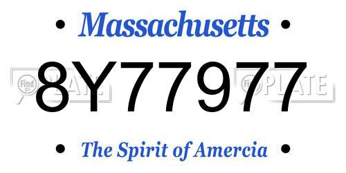 8Y77977 Massachusetts License Plate