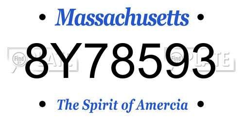 8Y78593 Massachusetts License Plate