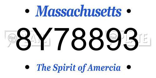 8Y78893 Massachusetts License Plate