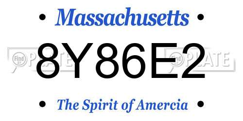8Y86E2 Massachusetts License Plate