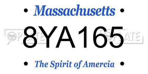 8YA165 Massachusetts License Plate