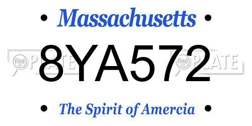 8YA572 Massachusetts License Plate