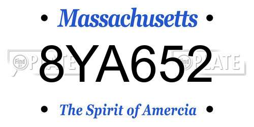 8YA652 Massachusetts License Plate