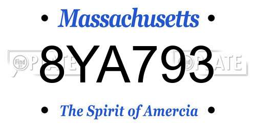 8YA793 Massachusetts License Plate