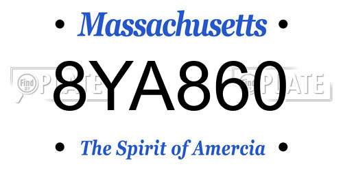 8YA860 Massachusetts License Plate