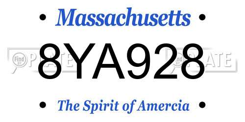 8YA928 Massachusetts License Plate