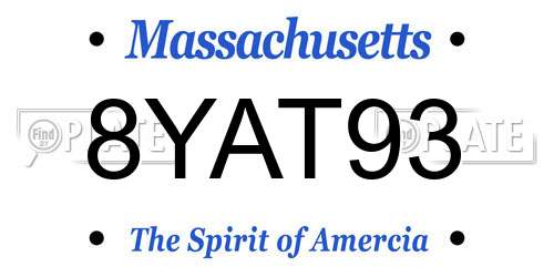 8YAT93 Massachusetts License Plate