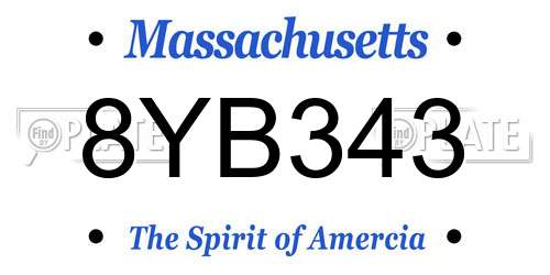 8YB343 Massachusetts License Plate