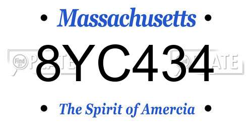 8YC434 Massachusetts License Plate