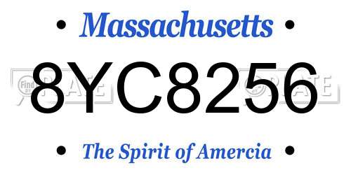 8YC8256 Massachusetts License Plate